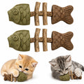 Catnip And Silvervine Chew, Natural Fishbone Chew Toy For Cats, Fishbone-Shaped Cat Dental Toy For Chewing, Licking, Pawing, Boredom Relief & Enrichment For Cats 2 PCS