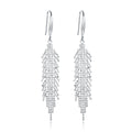 S925 Sterling Silver Tassel Dangle Earrings 59.8mm Long 2g Lightweight Mesh Bead Flowing Design Platinum Gold Rose Gold Plated Gift Box