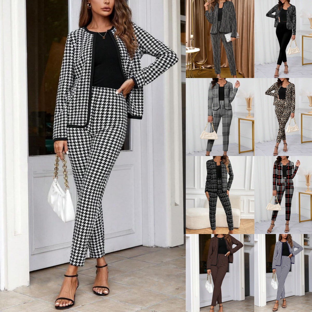 Womens Coat Cardigan And Leggings Two-piece Set