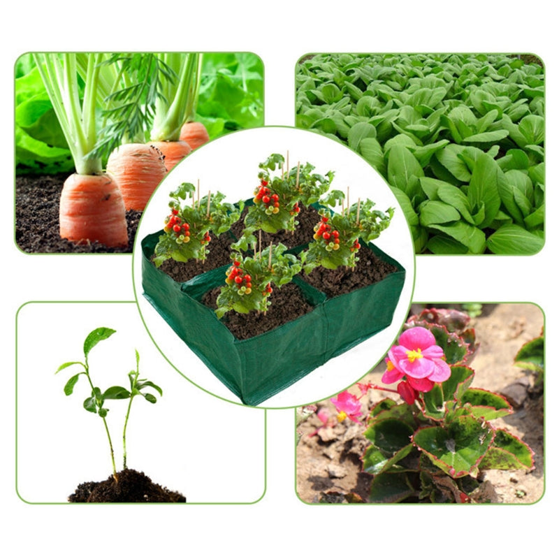 10Pcs Raised Garden Planter Bag Bed 4 Divided Grids Square Planting Grow Pot