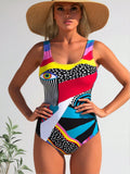 2026 New Bold Abstract Artistic Print Swimsuit, Evil Eye & Star Pattern Slimming One Piece Swimwear