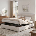 Upholstered Bed, 6ft Super King Size Bed , 180x200cm, Thick Padded Upholstered Ottoman Bed Frame, Hydraulic Lift Up Storage Bed With Tall Padded Headboard & Solid Wooden Legs, Cream, Velvet