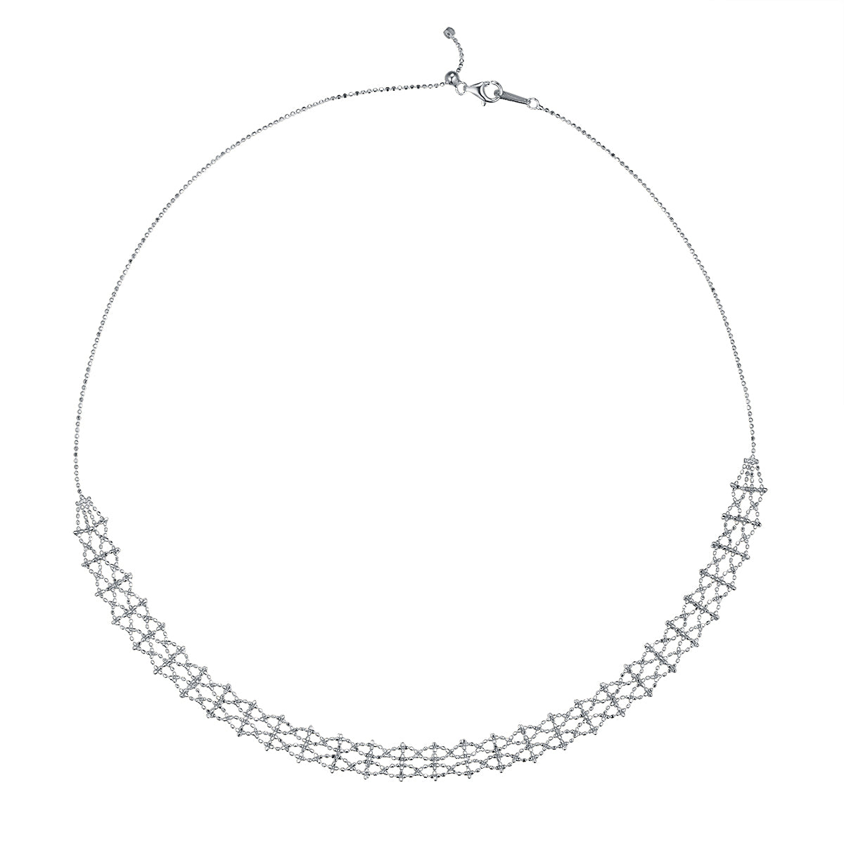 S925 Sterling Silver Lace Weave Necklace 45cm Adjustable 4.4g 9.4mm Platinum Gold Rose Gold Plated Gift Box