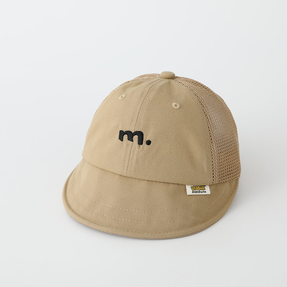 Summer Children's Soft Brimmed Netting Patchwork Design Three-dimensional M-letter Embroidered Baseball Cap, Fresh Style Baby Sun Hat