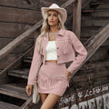Womens Tassel Faux Suede Loose-fit Set