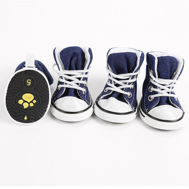 Pet Puppy Outdoor Denim Canvas Shoes