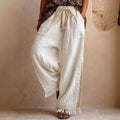 Side-slit Lace Tassel Bohemian-style Wide-leg Vacation Pants