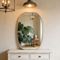 20x30 In Silver Metal Framed Oval Vanity Bathrrom Mirror For Wall
