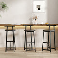 27 H Barstool Set Of 3 Wooden Round Bar Stools With Footrest Modern Kitchen Chairs For Counter  Black & Black