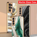 Marble Tempered Glass Full Protect Camera Lens Phone Case for Samsung Galaxy S21 Ultra Plus