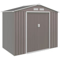 7' X 4' Outdoor Storage Shed, Garden Tool Metal Shed With Foundation Kit, Double Lockable Door, Air Vents And Sloping Roof, For Backyard, Patio, Lawn, Gray