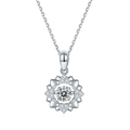 S925 Sterling Silver 0.5ct D Color VVS1 Moissanite Flower Pendant Necklace 45cm Platinum Plated GRA Certified Gift Box