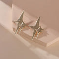 Korean Double Four-pointed Star Studs, Sweet  Long Earrings For Daily Commute