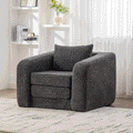 40  Foldable Single Sofa Bed With Armrest & Backrest, Convertible Chenille Boneless Cloud Floor Mattress Sleeper Lounge Accent Chair With Pillow For Apartment Living Room Bedroom Dorm Guestroom, Gray