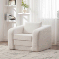 40  Foldable Single Sofa Bed With Armrest & Backrest, Convertible Chenille Boneless Cloud Floor Mattress Sleeper Lounge Accent Chair With Pillow For Apartment Living Room Bedroom Dorm Guestroom, Ivory