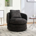 30 W Modern Round 360 Swivel Barrel Accent Chair With Pillow, Chenille Upholstered Comfy Barrel Armchair Single Club Sofa Chair For Living Room,Bedroom, Reading Room, Balcony, Lounge, Dark Gray