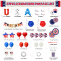 1Set 4th Of July Decorations Set,Patriotic Party Supplies With USA Foil Balloons Paper Fans Confetti Balloons Hanging Streamers Star Confetti Flags For Independence Day Memorial Day Veterans Day