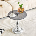 Small Metal Side Table, Modern Silver Round Side Table With A Glass Top Measuring Approximately 19.6 Inches In Diameter. Ideal For Use Next To A Bed Or Sofa, In Living Rooms, Bedrooms, Patios, Etc.