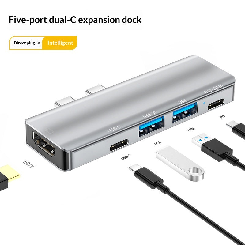 Dual Type-C Docking Station With HDMI And USB 30 Hub