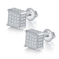 S925 Sterling Silver 96pcs D Color VVS1 Moissanite 3D Cube Stud Earrings 7.6mm Screw Back Hypoallergenic GRA Certified Gift Box