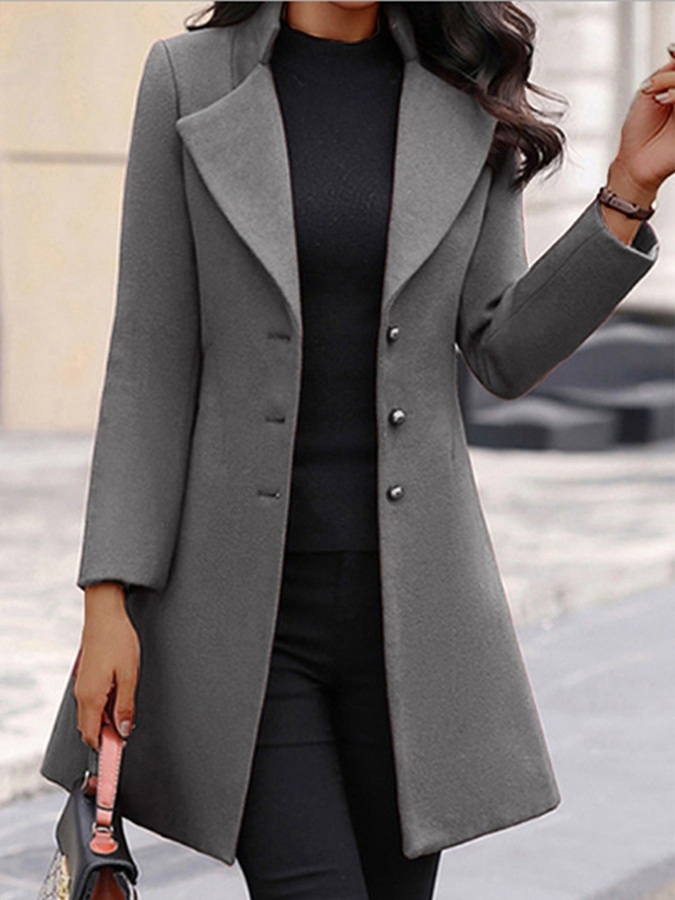 New Arrival Women's Woolen Coat, Stylish & Elegant, Casual Lapel Solid Color Outerwear