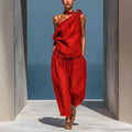 Dropped-shoulder Top And Loose-fitting Wide-leg Pants Set