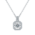 S925 Sterling Silver 0.5ct D Color VVS1 Moissanite Square Halo Necklace 45cm Platinum Plated GRA Certified Gift Box