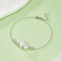 S925 Sterling Silver Natural Freshwater Pearl Bracelet For Women, Infinity Pave Design, 3g, Platinum Plated, Extender Chain, Gift Box