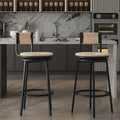 Creamy White Bar Stools Swivel Counter Chairs With Metal Frame Set Of 2 Hand Woven Paper Rope Dining Barstools For Kitchen Counter  Creamy White