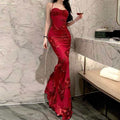Strapless Backless Dress Long Sheath Skirt
