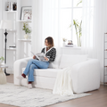 71  2-in-1 Pull Out Foldable Loveseat Sofa Bed With Armrest & Backrest Pillows, Convertible Chenille Boneless Cloud Floor Mattress Sleeper Lounge Couch For Living Room Bedroom Guestroom Dorm, Ivory