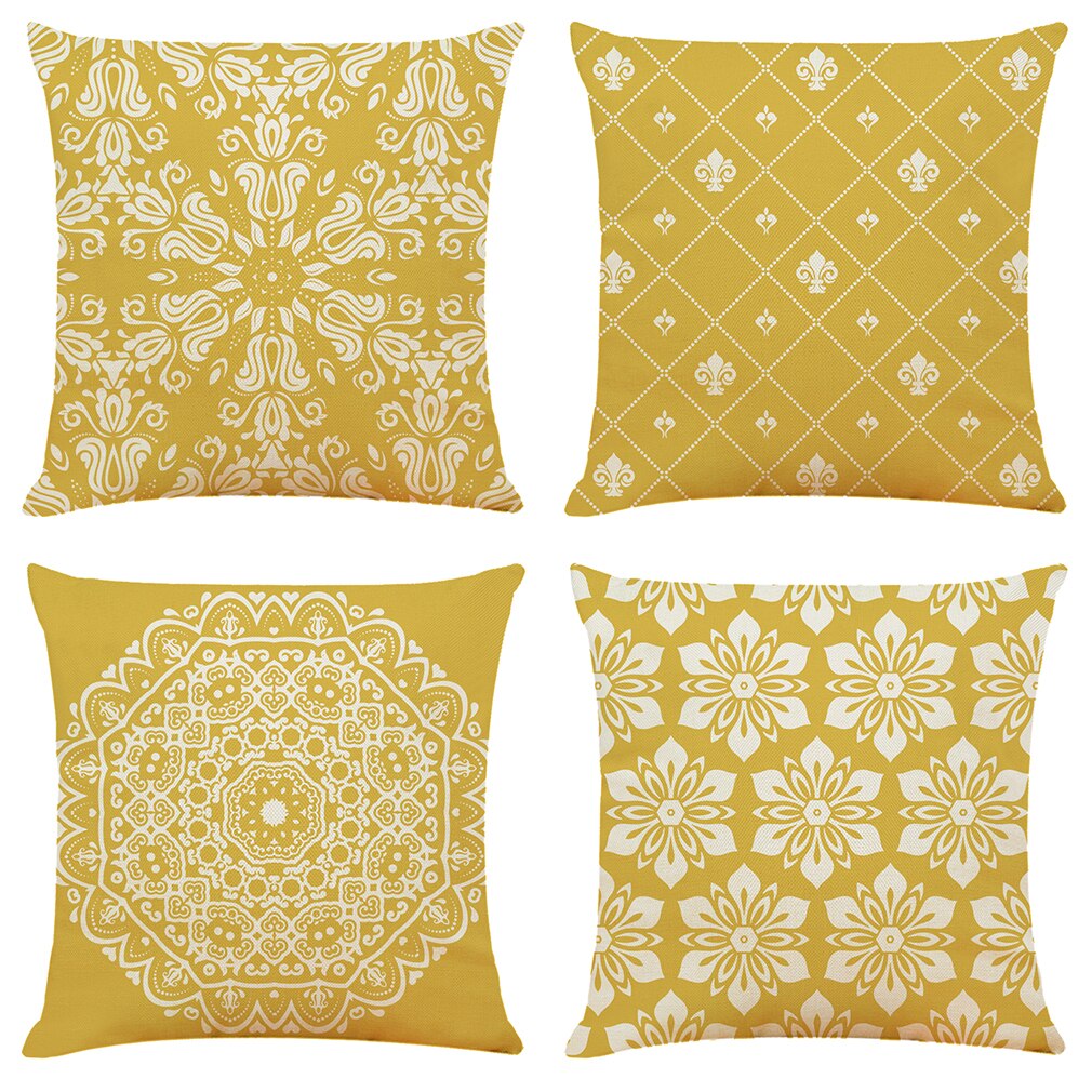 Yellow Print Cushion Cover Decorative Pillows Cartoon Seat Cushions