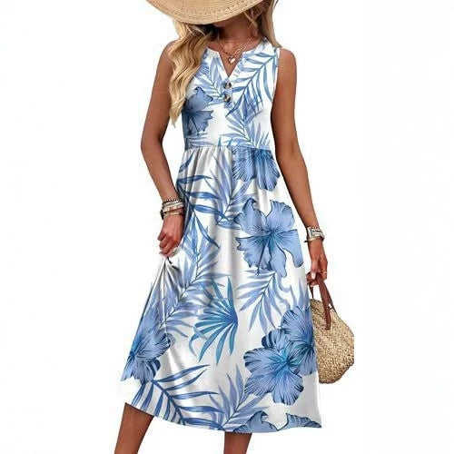 Printed A-line Casual Beach Holiday Dress