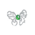 S925 Sterling Silver Butterfly Brooch, 8x10mm Green Chrysoprase Cabochon, Platinum Plated 6.7g, Elegant Women's Brooch Pin With Gift Box