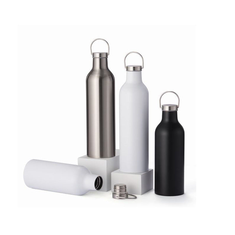 Stainless Steel Thermos Mug Outdoor Portable Sports Handle Water Bottle