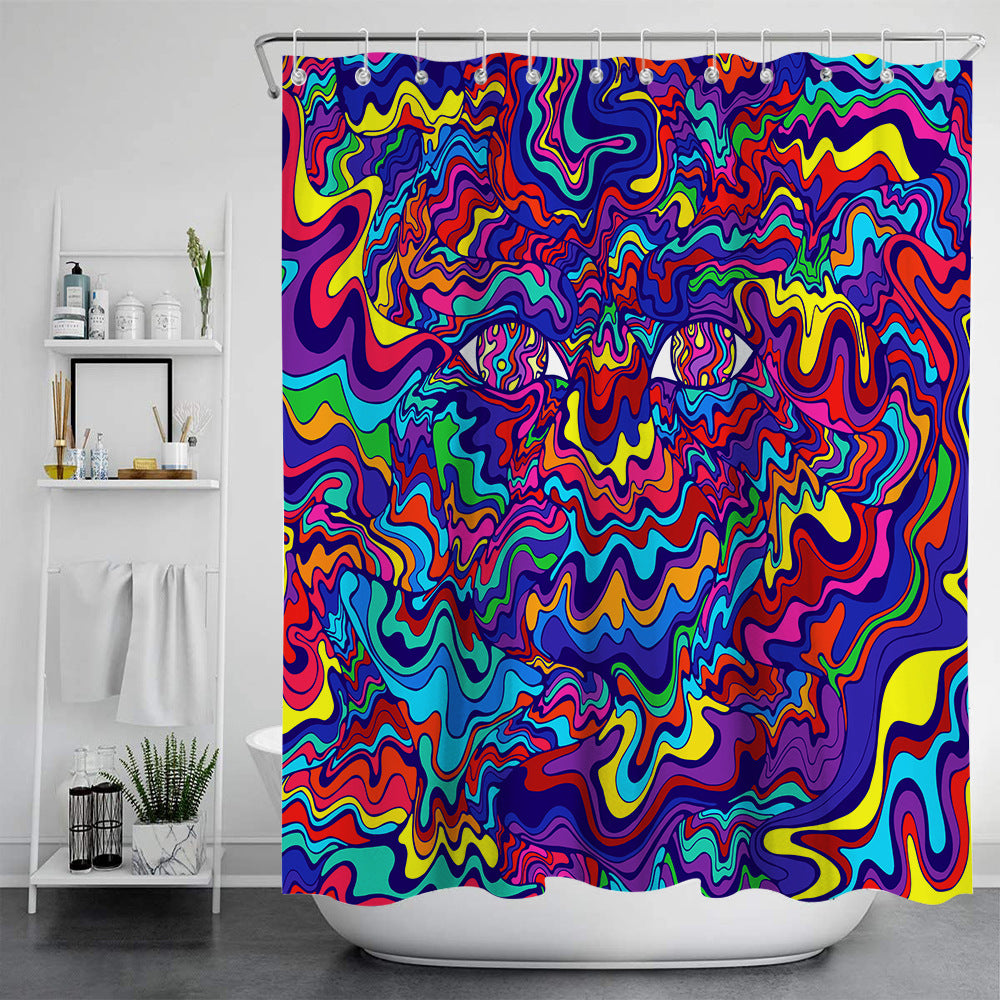 Abstract Graffiti Pattern Shower Curtain Waterproof Bathroom Curtain