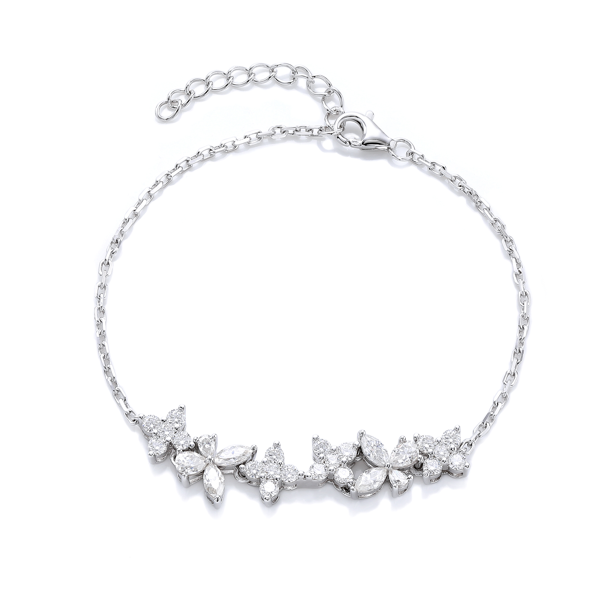 S925 Sterling Silver Lab-Grown Gemstone Butterfly Bracelet 16cm Blue P Ink Moissanite Platinum Plated Fashion Gift Box