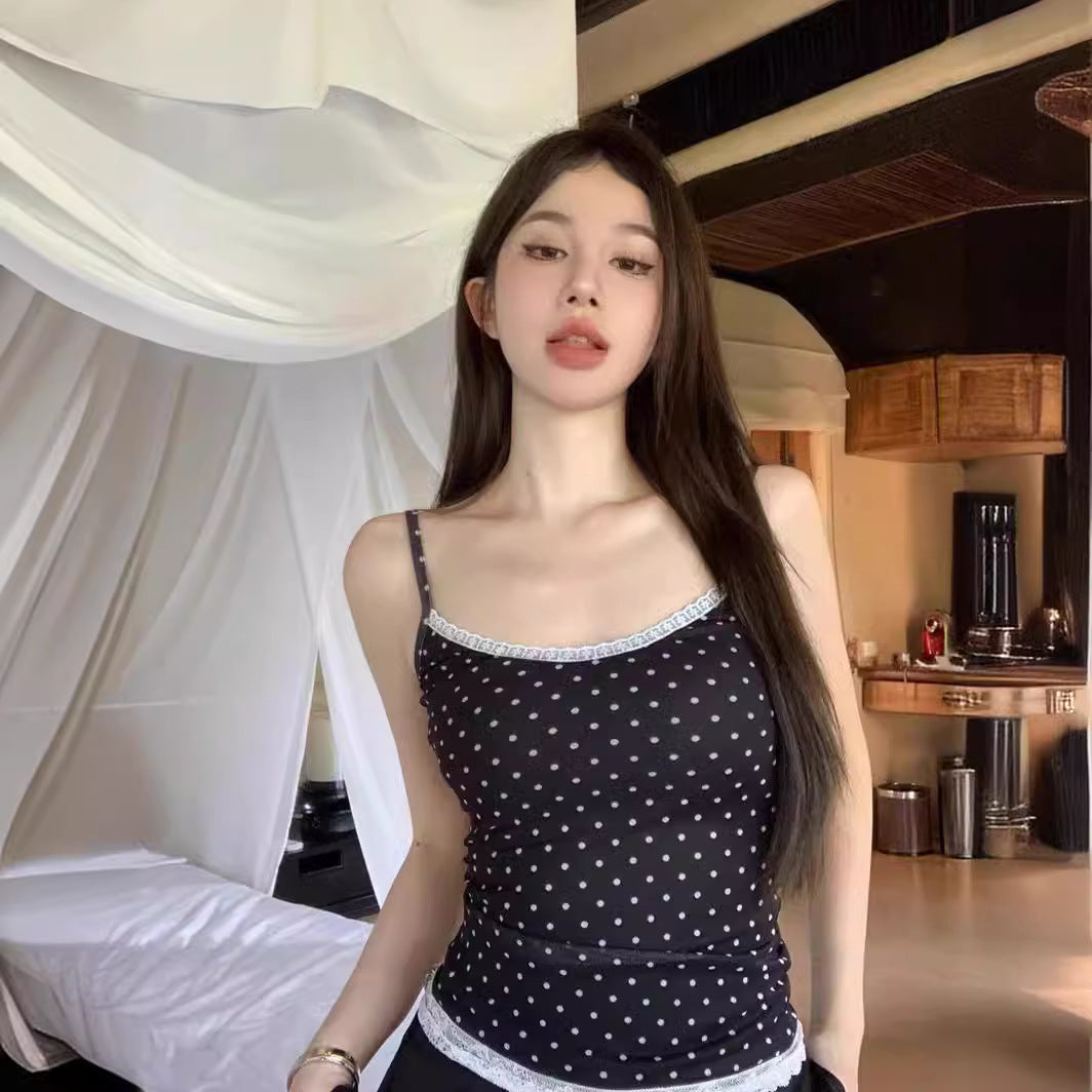 Designer-style Polka-dot Lace Camisole