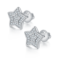 S925 Sterling Silver 52pcs D Color VVS1 Moissanite Star Stud Earrings 11mm Double Pave Screw Back Hypoallergenic 1.7g GRA Certified Gift Box