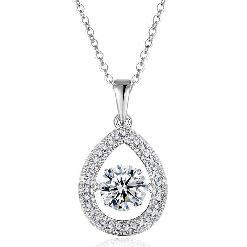 S925 Sterling Silver 1ct D Color VVS1 Moissanite Teardrop Necklace 45cm Platinum Plated Pave Halo GRA Certified Gift Box