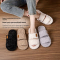 Womens Plush Home Slippers  Winter  Thick Soles  Non-slip