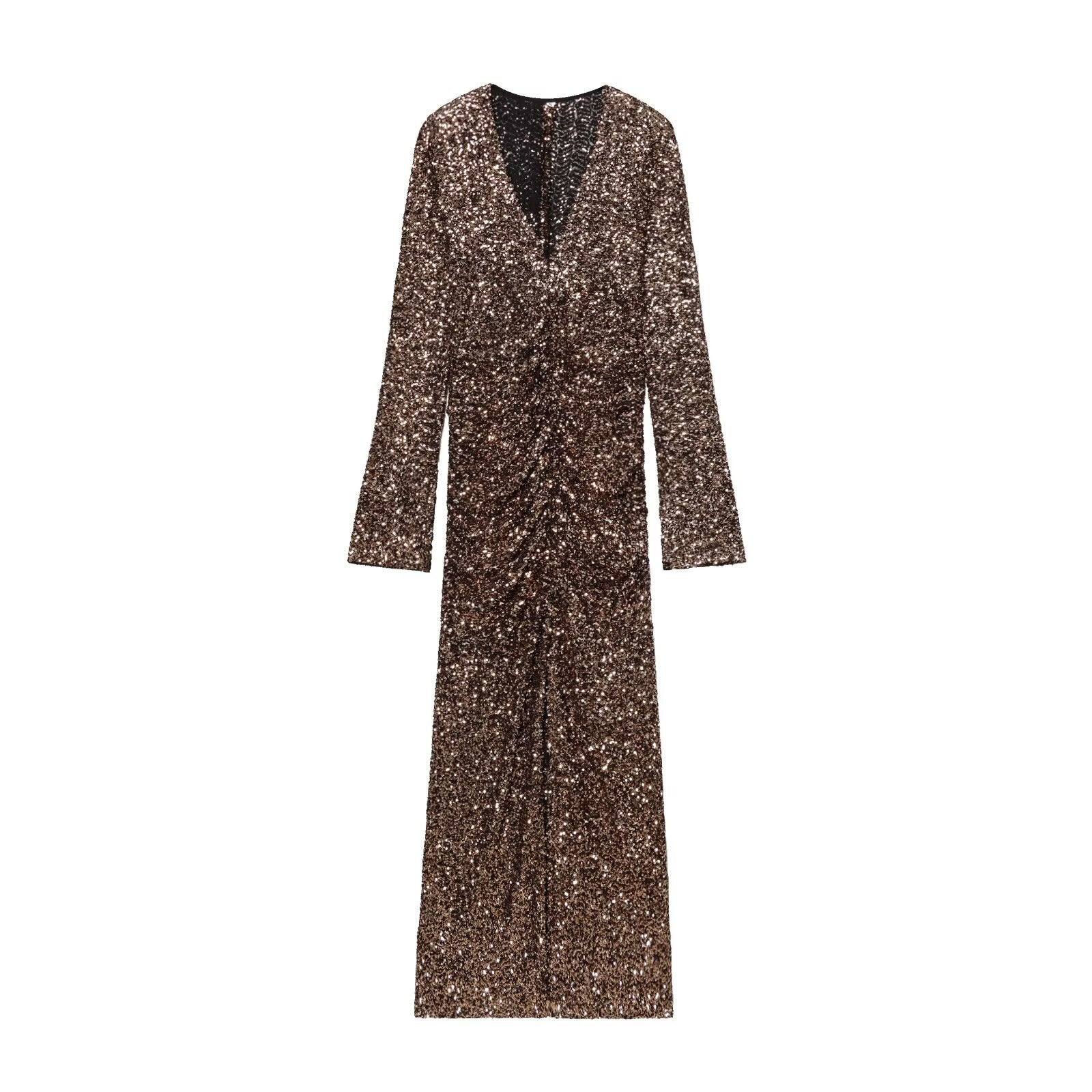 New Womens Beaded Dress With Shoulder Pads