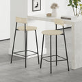Counter Stools Set Of 2 Handwoven Paper Rope Bar Stools Boho Round Dining Pub Chairs For Kitchen  Black & Creamy White
