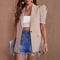Solid-color Lantern-sleeve Jacket With A Single Button And Faux Pocket Suit