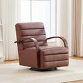 30.7 W Modern Upholstered 360 Swivel Accent Chair With Solid Wood Armrests And Comfy Channel Tufted Lounge Reading Chair, Single Sofa Armchair For Hotel Bedroom Living Room Office And Bedroom. Brown