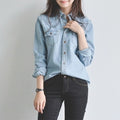 Womens Fashionable Loose-fitting Versatile Denim Shirt