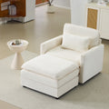 54  Plush Cloud Sofa Modular Single   Ottoman Sofa With 22  Beige Chenille Cushions   1 Throw Pillows - Compact Size For Apartment, Living Room, Bedroom  Beige