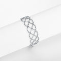 S925 Sterling Silver Hollow Mesh Ring 0.6g Ultra-Light 14-21mm Adjustable 8.4mm Wide Platinum Gold Rose Gold Plated Gift Box