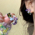 Geometric Paved Colorful Studs, Luxury Trendy Ear Clips For Women, 2026 New Arrival