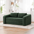 71  2-in-1 Pull Out Foldable Loveseat Sofa Bed With Armrest & Backrest Pillows, Convertible Chenille Boneless Cloud Floor Mattress Sleeper Lounge Couch For Living Room Bedroom Guestroom Dorm, Green